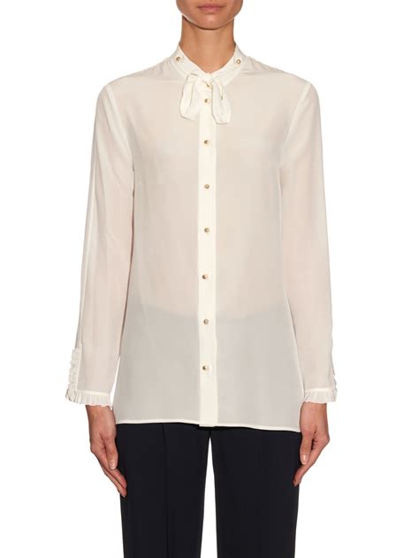 gucci blouse white with waist tie|Gucci high tops women's.